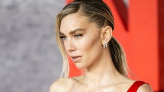 Vanessa Kirby pictured with a low ponytail and the single-strand hair trend whilst attending the "Napoleon" UK Premiere at Odeon Luxe Leicester Square on November 16, 2023 in London, England.