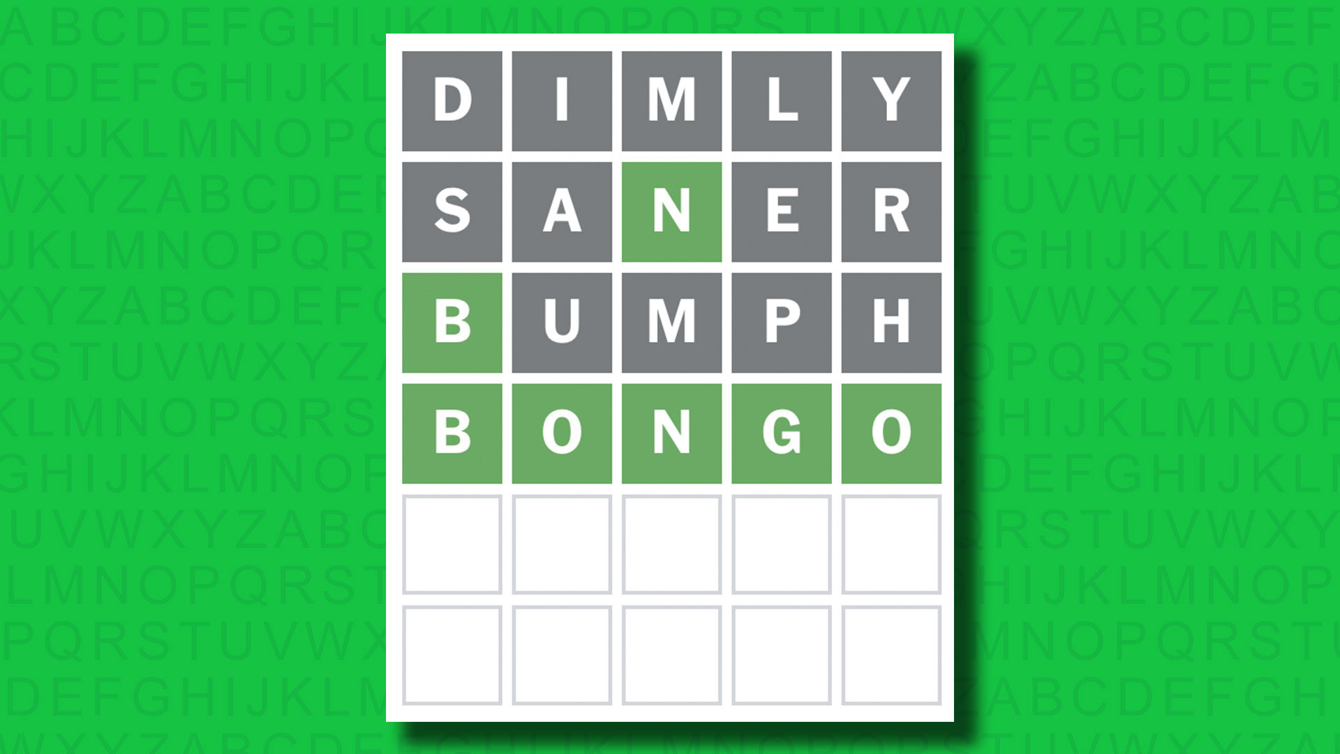 NYT Wordle answer for game 1425 on a green background
