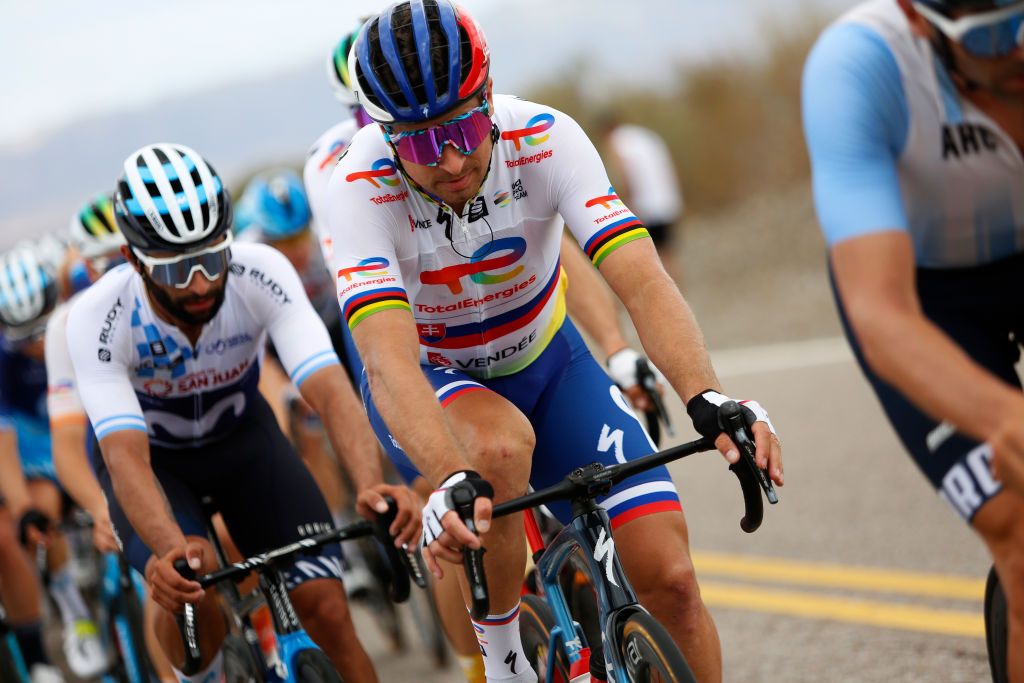 ALTO COLORADO ARGENTINA JANUARY 27 Peter Sagan of Slovakia and Team Total Energiescompetes during the 39th Vuelta a San Juan International 2023 Stage 5 a 1733km stage from Chimbas to Alto Colorado 2623m VueltaSJ2023 on January 27 2023 in Alto Colorado Argentina Photo by Maximiliano BlancoGetty Images
