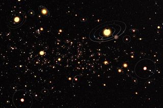This artists’s concept gives an impression of how common planets are around the stars in the Milky Way. A six-year search that surveyed millions of stars using the microlensing technique concluded that planets around stars are the rule rather than the exception.