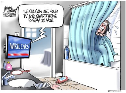 Editorial Cartoon U.S. Wikileaks CIA TV smartphone spying on Americans
