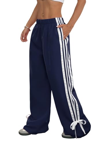 Zaful Womens Side Striped Baggy Pants Wide Leg Track Pants Streetwear
