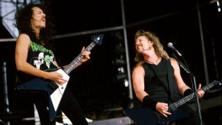 Metallica guitarists Kirk Hammett and James Hetfield