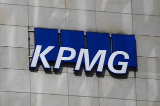 KPMG logo is seen on the office building in Krakow, Poland on April 8, 2022