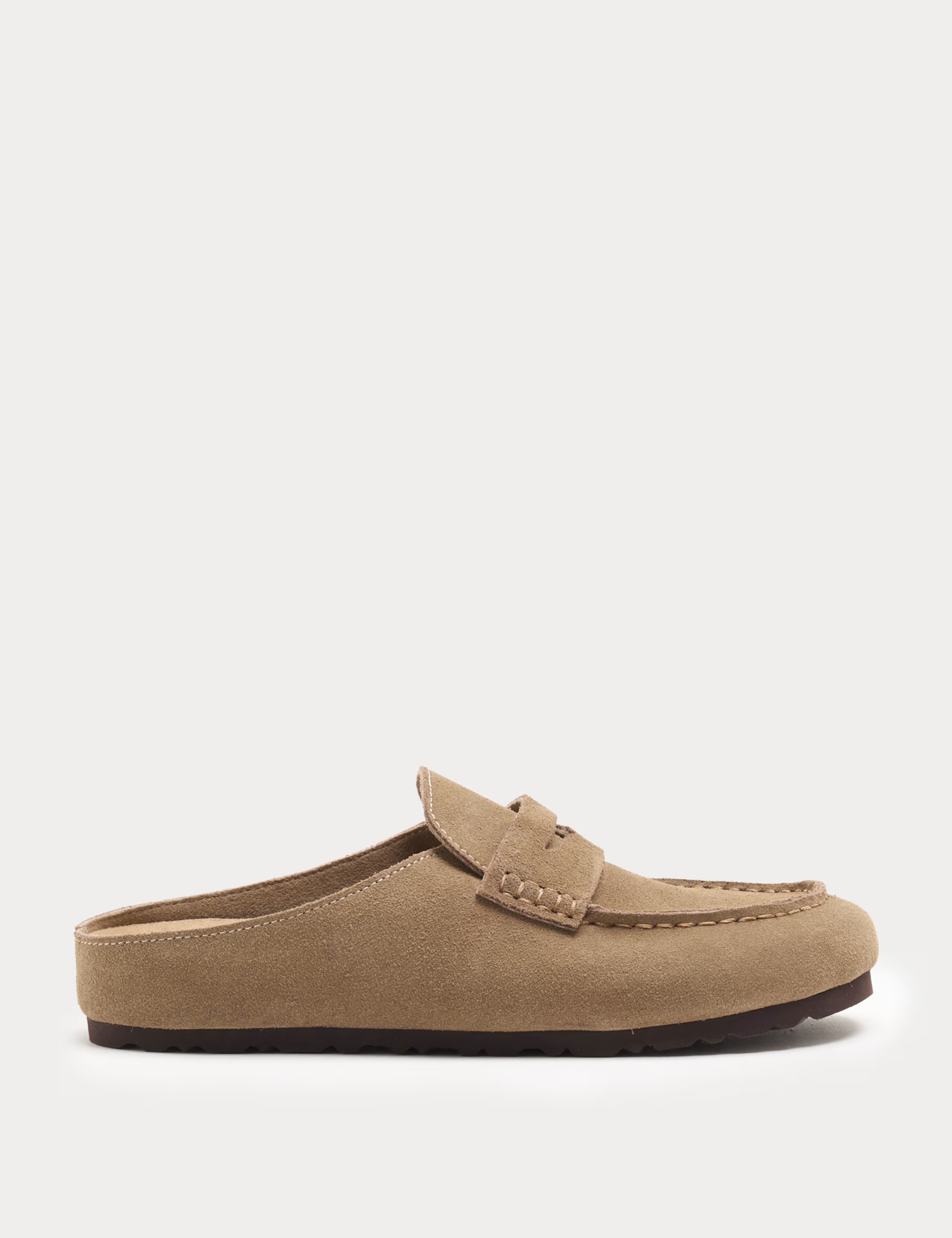 Suede Flat Loafer Clogs