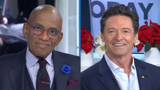 Al Roker on the TODAY show, next to a still of Hugh Jackman on the TODAY show.