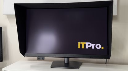 The Dell UltraSharp U3226Q monitor on a desk