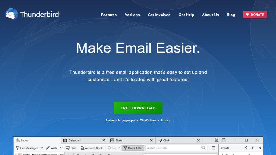 Website screenshot for Thunderbird