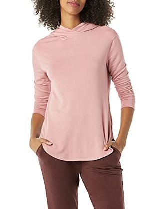 Amazon Essentials Women's Supersoft Terry Standard-Fit Long-Sleeve Hooded Pullover (previously Daily Ritual), Washed Pink, Medium