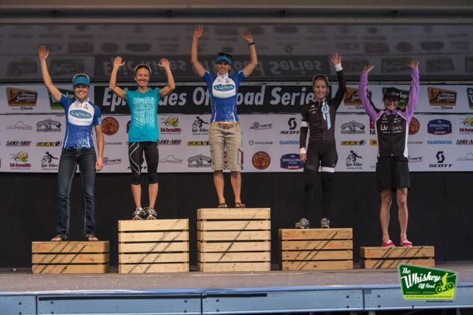 Katerina Nash topped the elite women's podium at the Whiskey fat tire crit