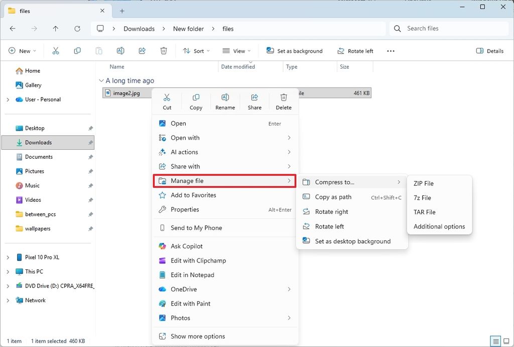 File Explorer new context menu