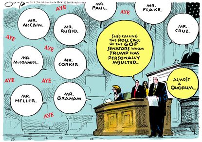 Political cartoon U.S. GOP senators Trump insult