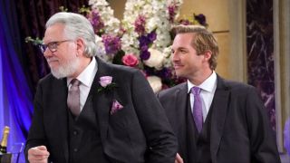 John Larroquette and Ryan Hansen in Night Court&#039;s Season 2 finale