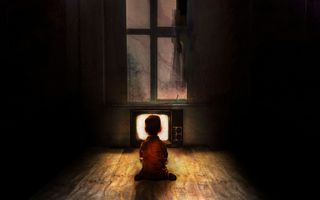 Cartoon of boy watching TV