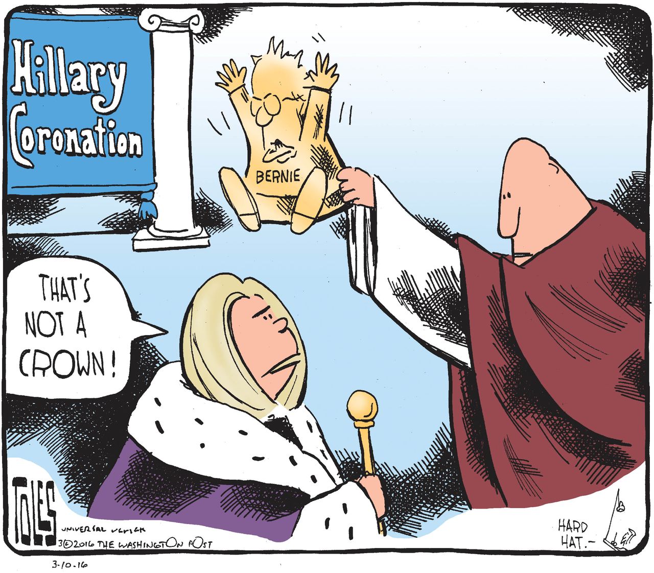 Political cartoon U.S. Hillary Bernie 2016