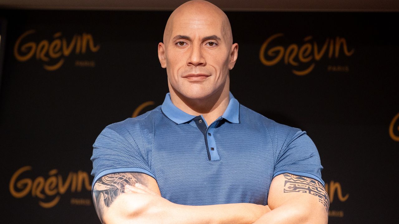 A wax figure of Dwayne &quot;The Rock&quot; Johnson at the Grévin Museum