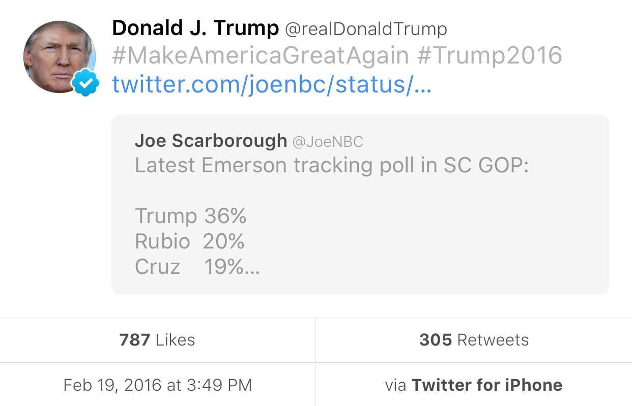 Trump tweets from an iPhone