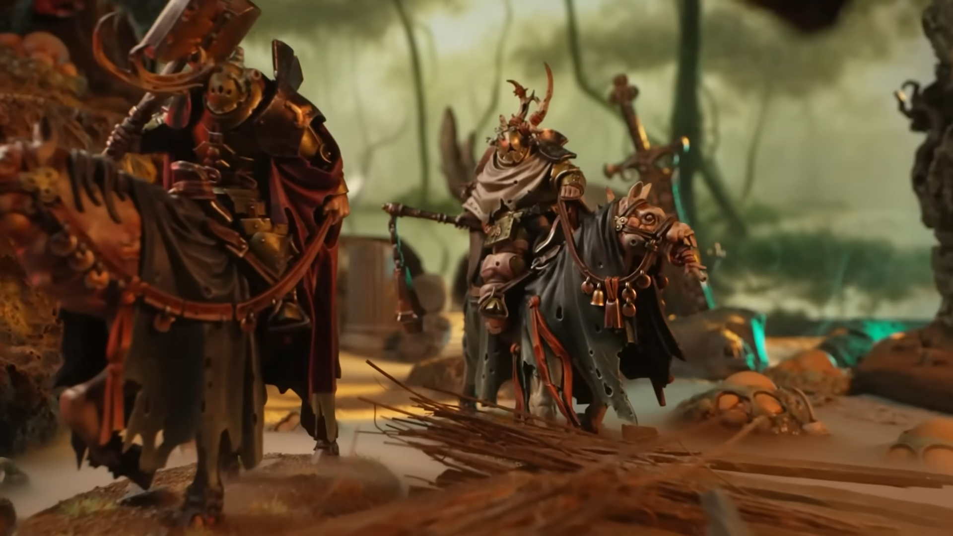 Warhammer Sloven Knights on a swampy battlefield