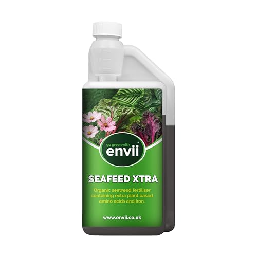 Envii Seafeed Xtra &amp;ndash; Organic Seaweed Fertiliser, Liquid Outdoor Plant Food Ideal for All Plants, Lawns, Gardens and House Plants, Rich in Additional Nutrients - 1 Litre Makes Up to 500l