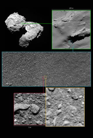 This graphic shows the approximate location of Comet 67P where Rosetta took its final images.