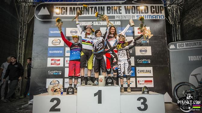 Emmeline Ragot topped the women's downhill podium at the final World Cup in Leogang