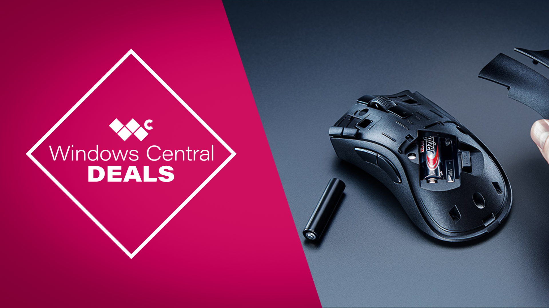 Windows Central deals banner showing the Razer DeathAdder V2 X HyperSpeed wireless gaming mouse.