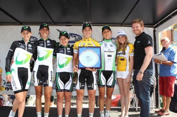 The GreenEDGE team were presented with their prizes by Andrew Ryan on the final day