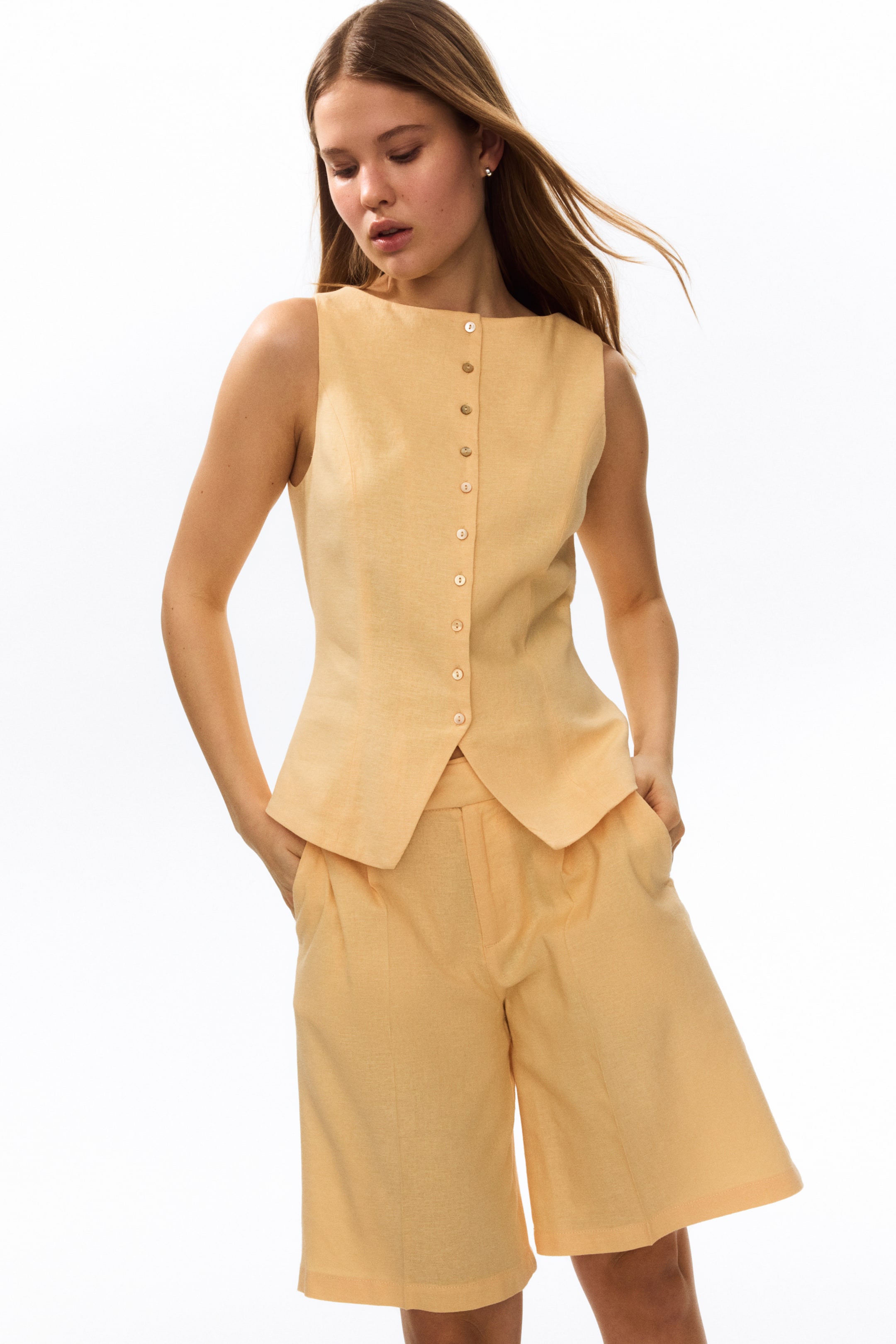 Linen-Blend Bermuda Shorts