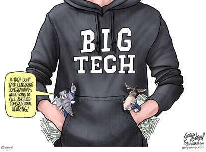 Political Cartoon U.S. GOP conservatives big tech