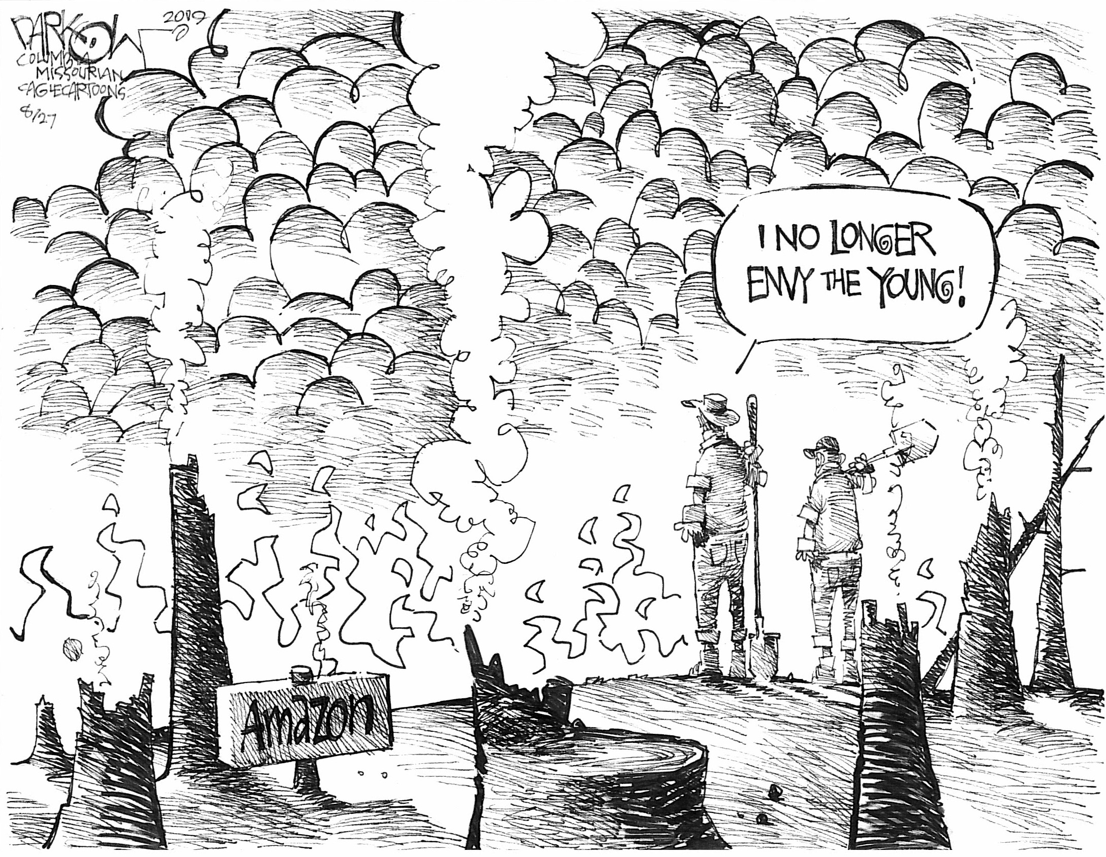 Editorial Cartoon U.S. Amazon Rainforest on Fire Climate Catastrophe ...