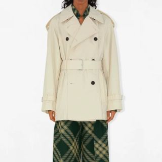 Cream Burberry trench coat, short hemline