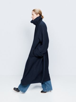 Oversized Belted Raglan-Sleeve Linen-Blend Coat