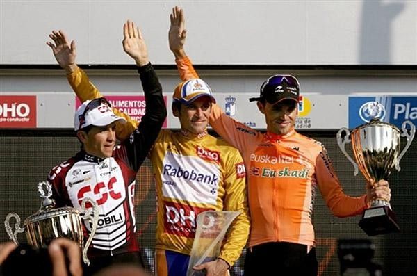 Carlos Sastre (CSC), Denis Menchov (Rabobank) and Sammy Sanchez (Euskaltel-Euskadi)