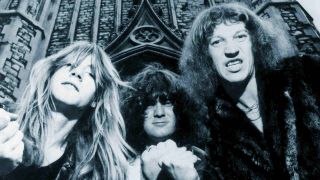 Angel Witch posing for a photograph in the early 1980s