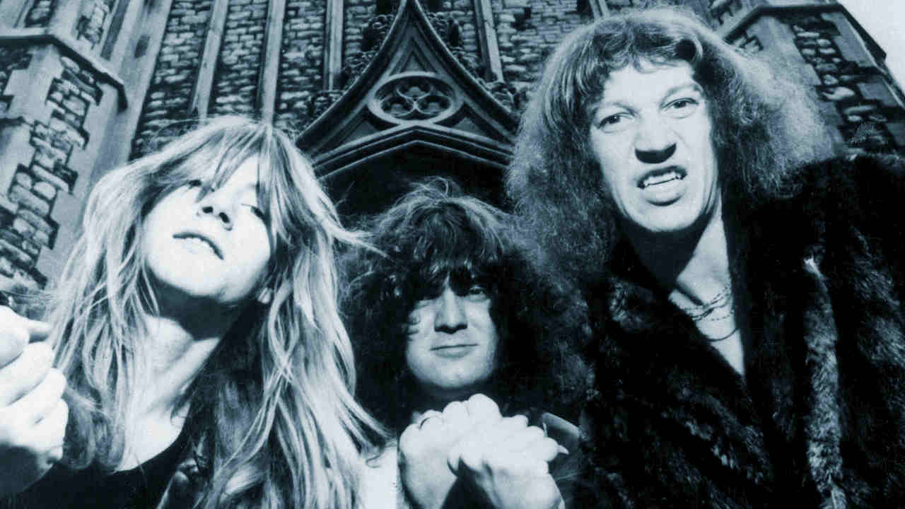 Angel Witch posing for a photograph in the early 1980s