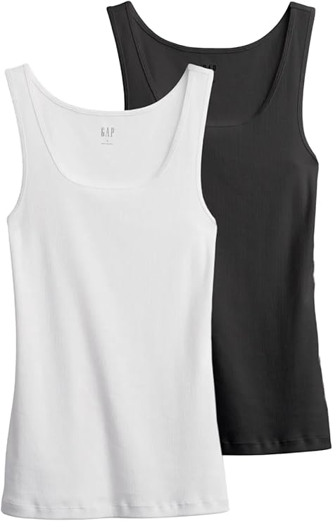 GAP, Gap Women V-Sl Bf Tank 2 Pack, White V2 Global, Medium Regular