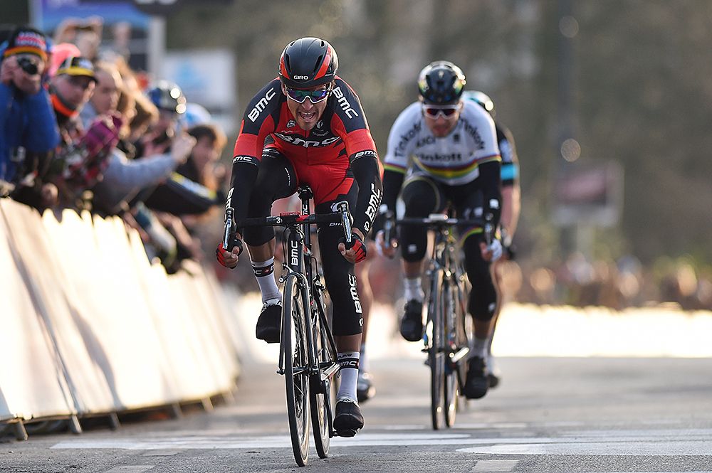 Greg Van Avermaet (BMC) beats Peter Sagan (Tinkoff) to wins Omloop Het Nieuwsblad