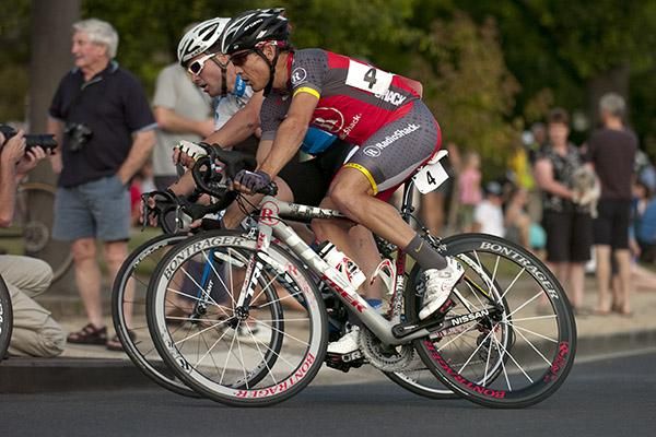 Robbie McEwen (Radio Shack) originally from Queensland in action during the mens' elite criterium.