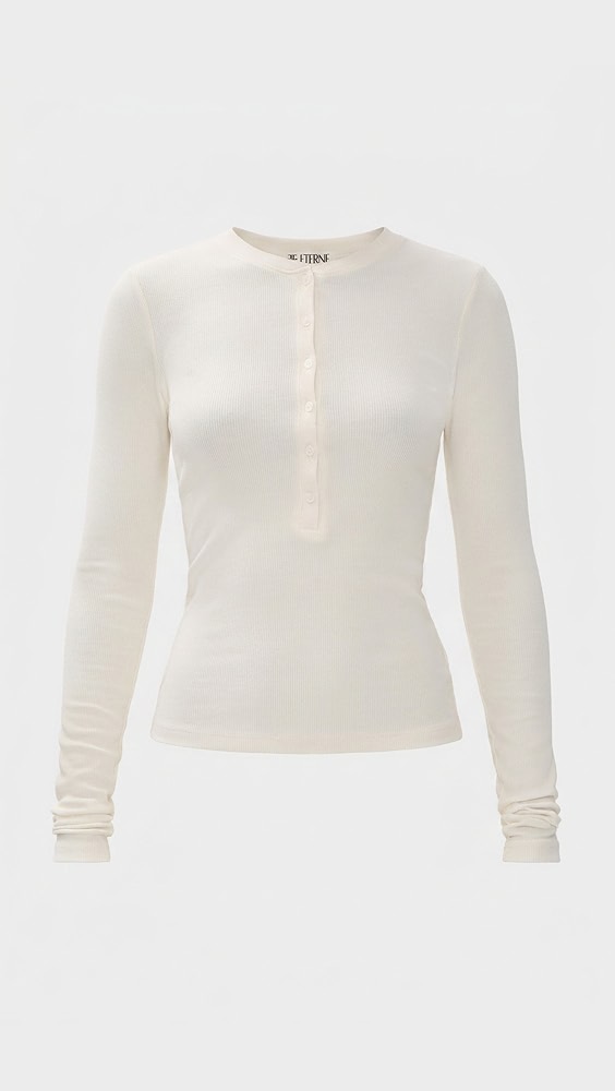 Long Sleeve Henley Top - Cream