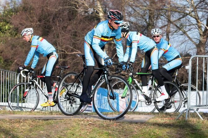 Belgian riders check out the 'cross Worlds course in Hoogerheide
