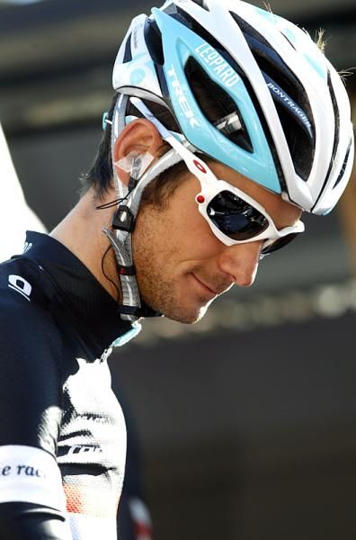 Frank Schleck (Leopard Trek) wearing his illegal radio at the start of the Trofeo Palma de Mallorca
