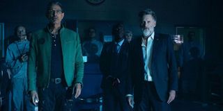 Independence Day: Resurgence Jeff Goldblum and Bill Pullman look on in awe and fear in a dark room
