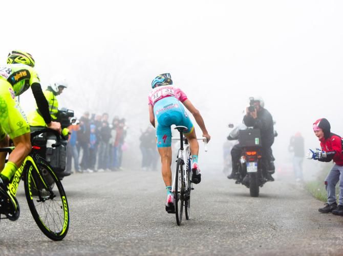 Nibali in the Maglia Rosa and in control.