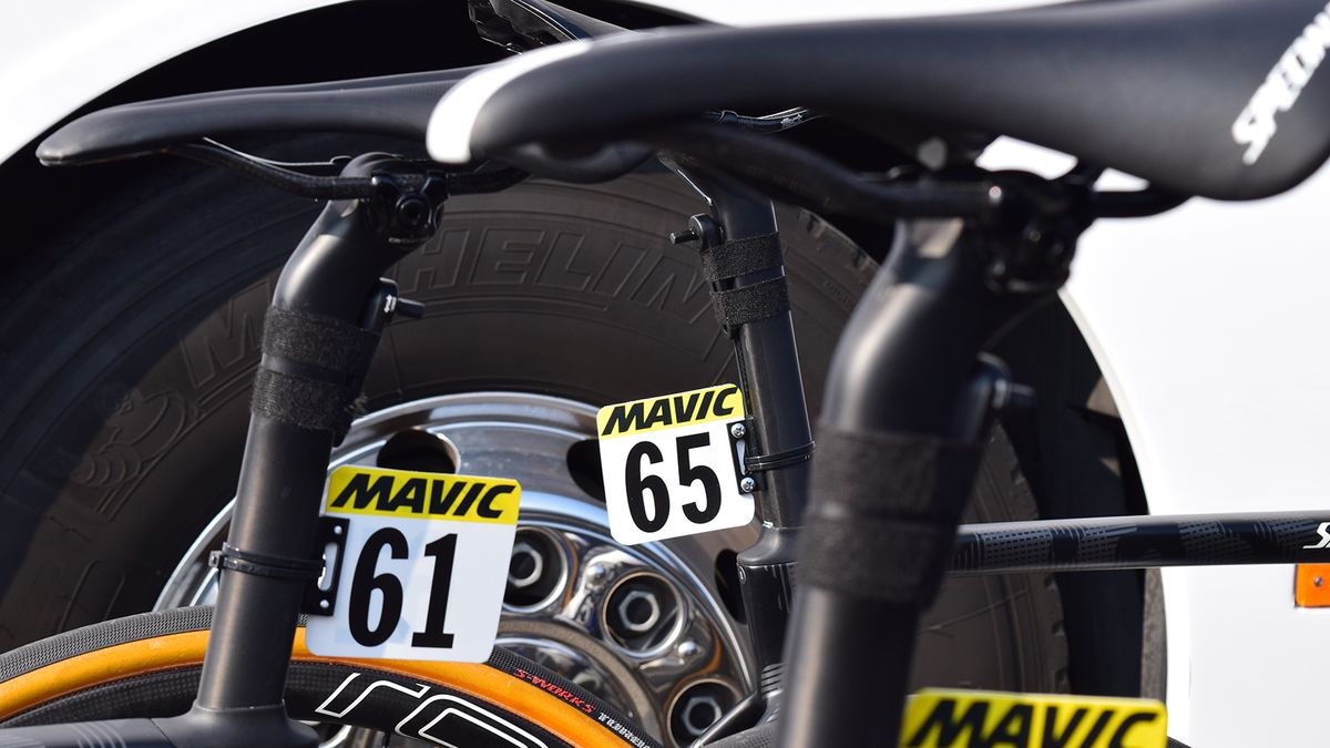 Each of the team's riders were ready for a wheel change in case of a puncture