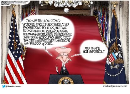 Political Cartoon U.S. biden covid stimulus