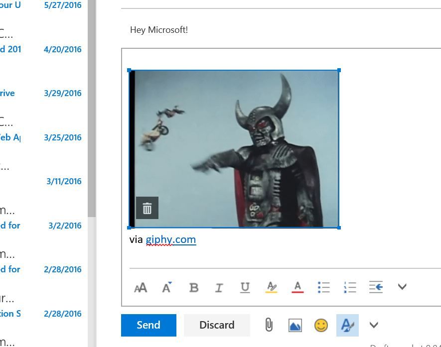Resizing a GIF using Giphy in Outlook
