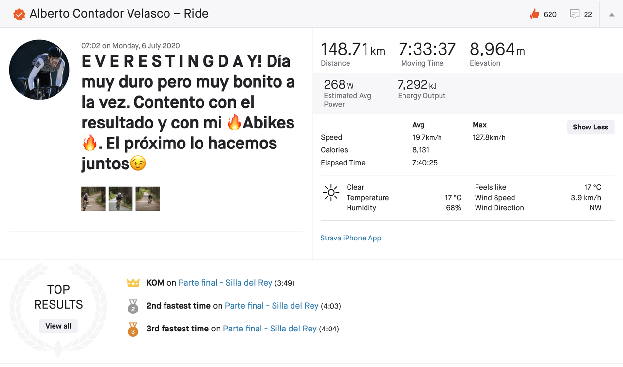 Contador Everesting Strava
