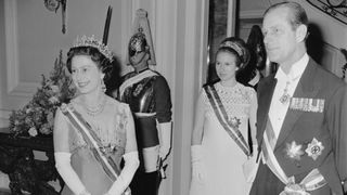 Queen Elizabeth II, Prince Philip and Princess Anne on an official visit to Austria