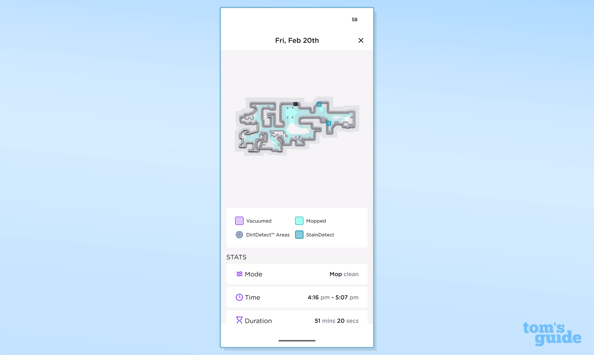 Screenshot of the Shark UV Reveal PowerDetect Robot Vacuum app