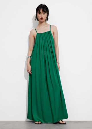 Pleated Halterneck Maxi Dress